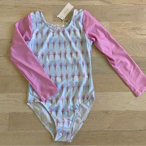 Stella Cove NWT Size 8Y Girls One-Piece Swimsuit w/ Sleeves, Ice Cream Print